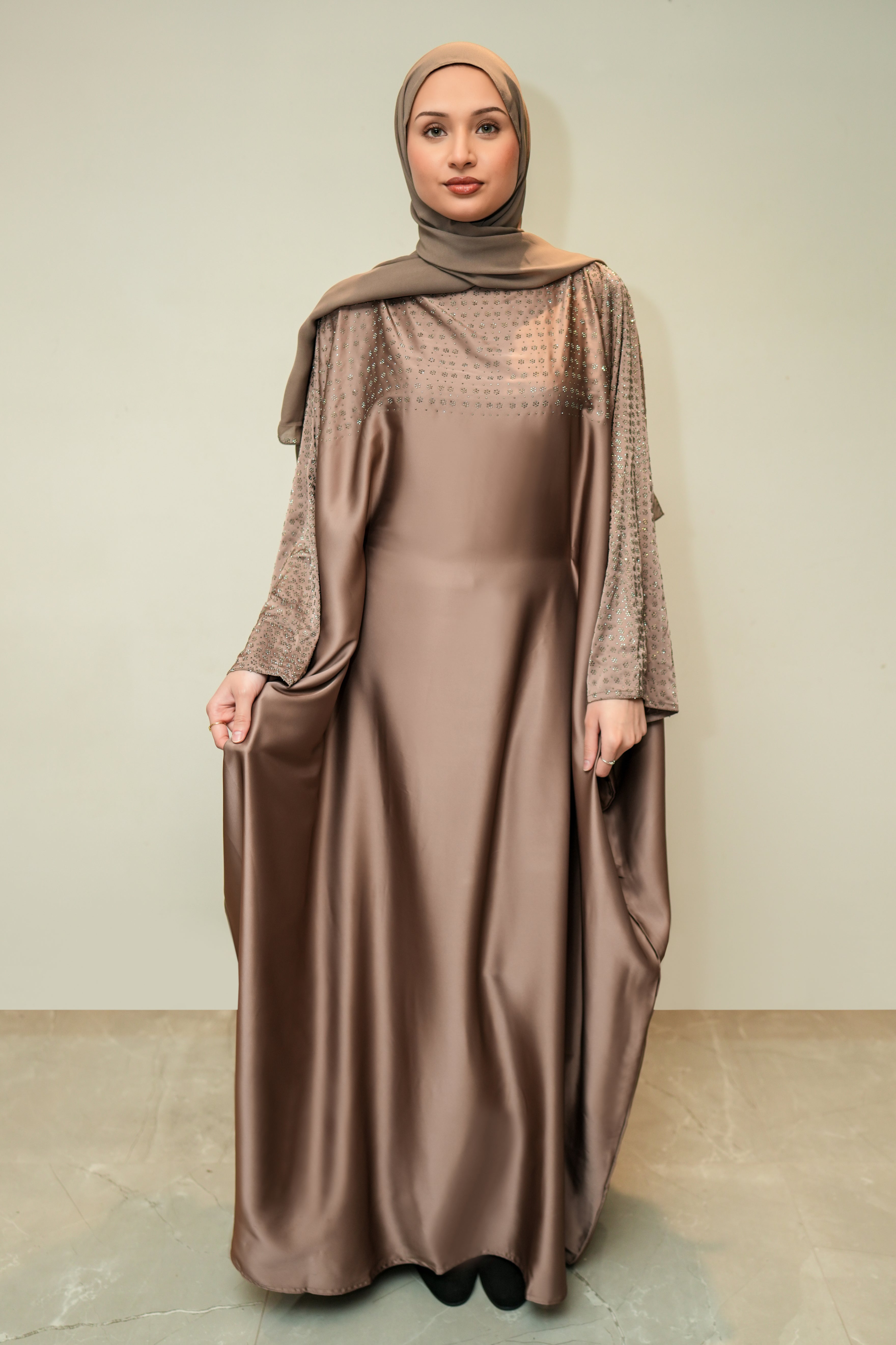 Taupe brown Rimal Abaya