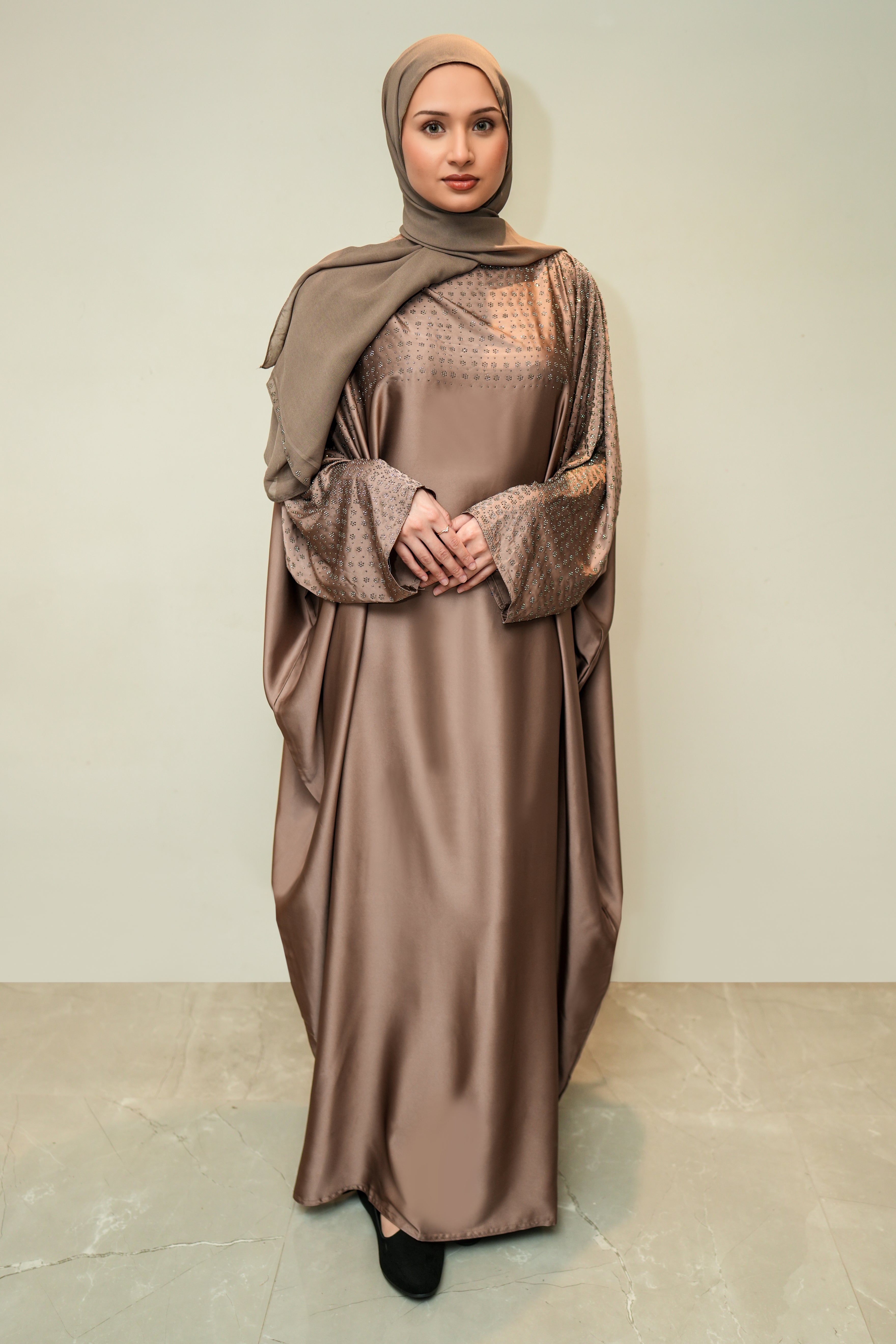 Taupe brown Rimal Abaya