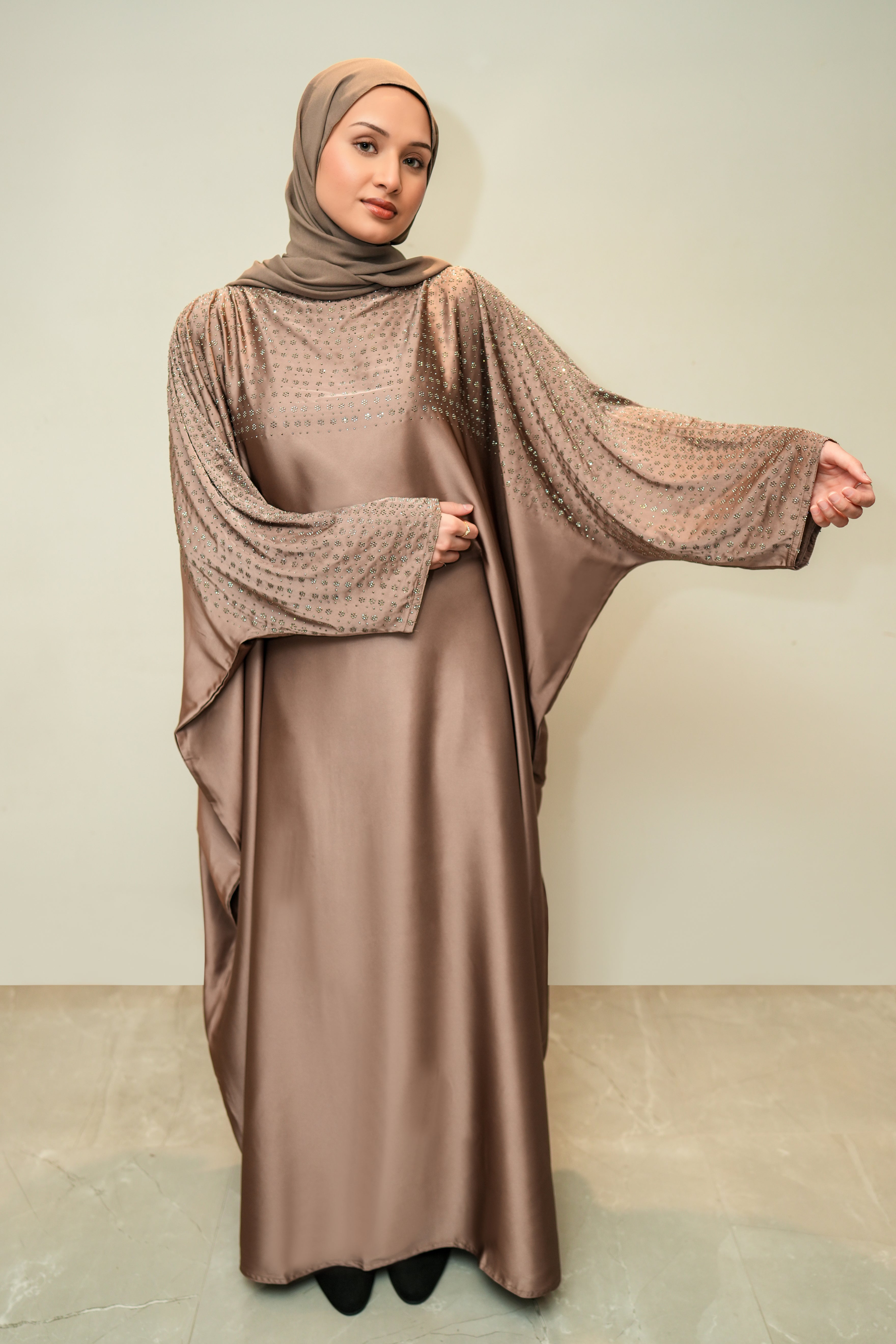 Taupe brown Rimal Abaya