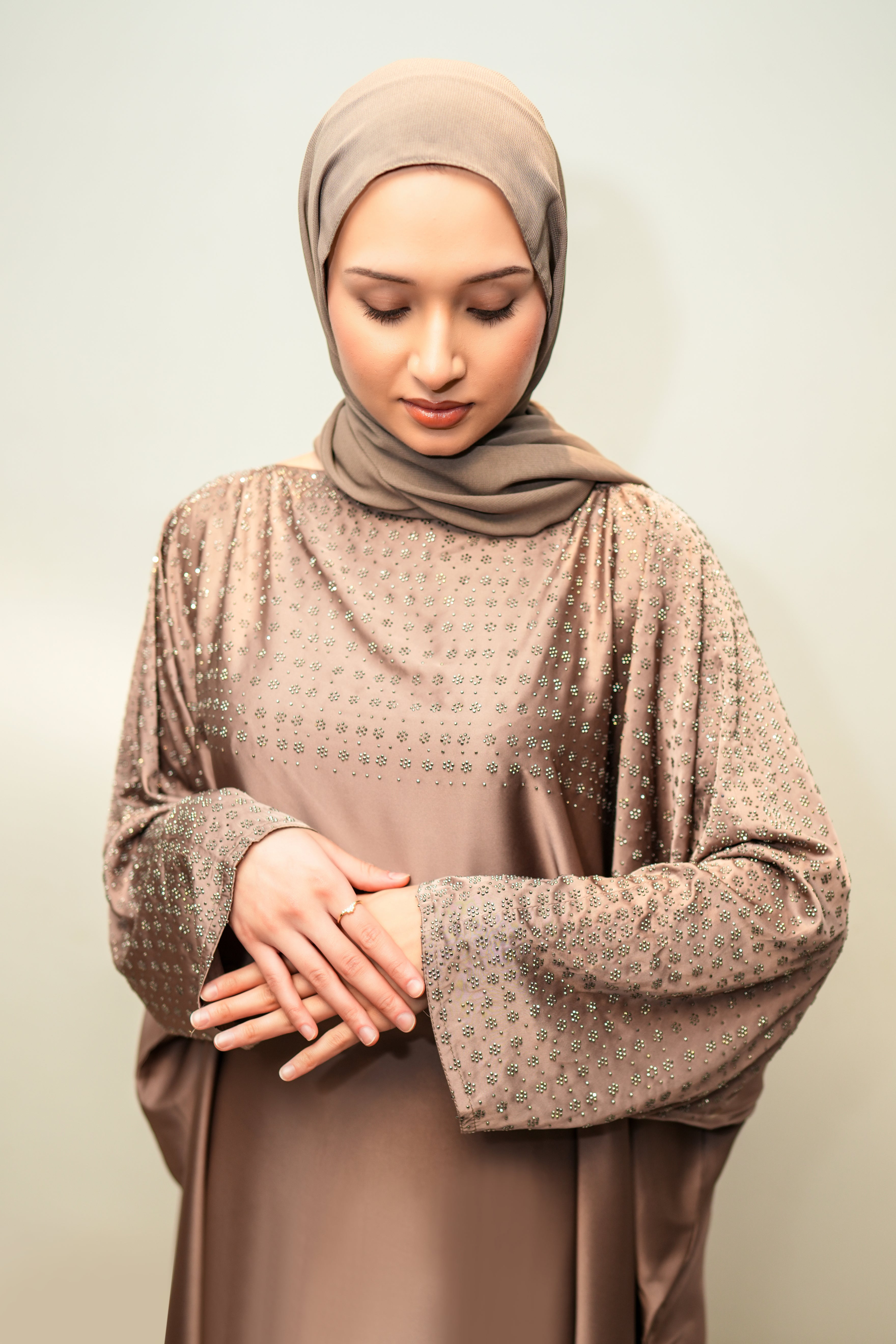 Taupe brown Rimal Abaya