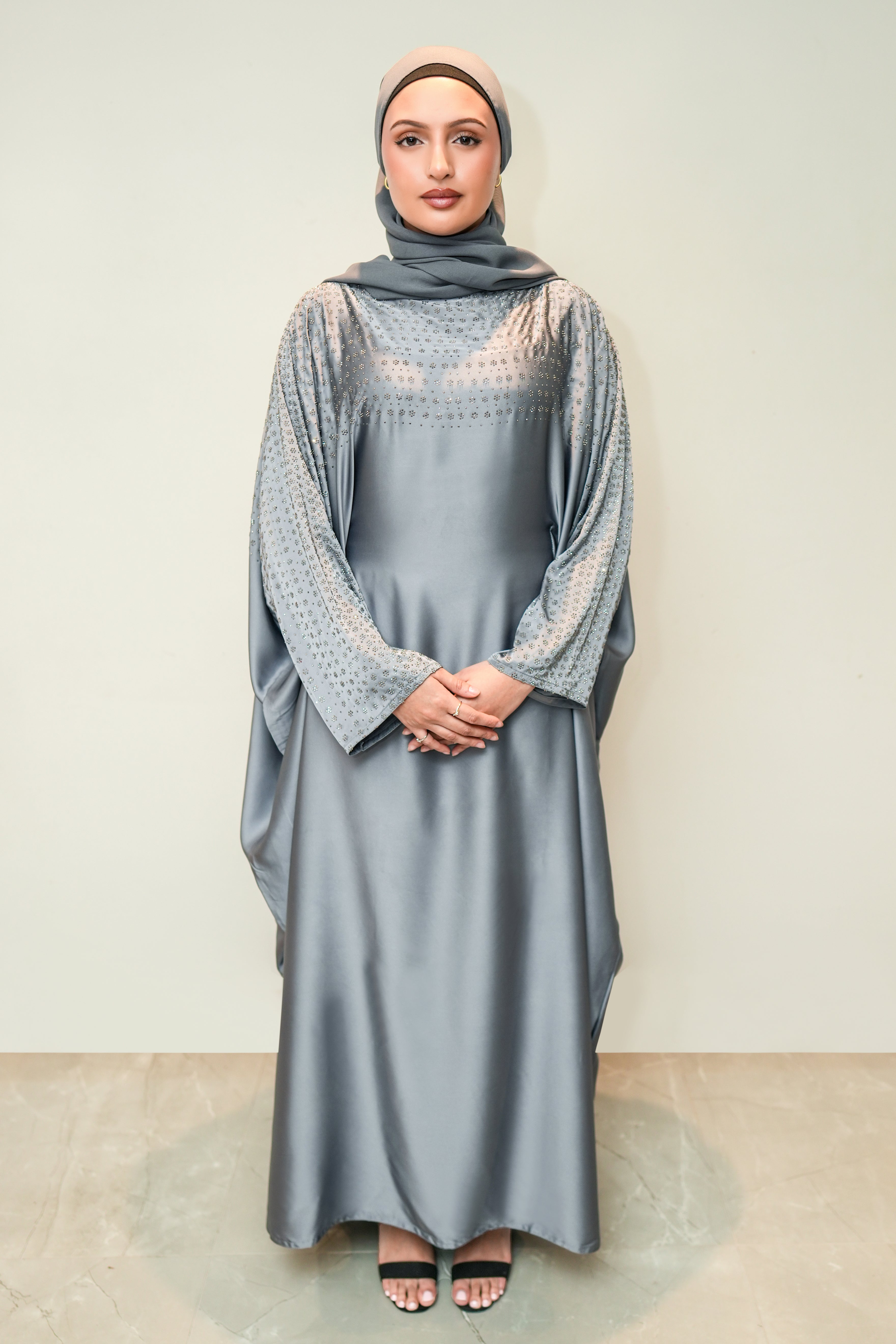 Silver Grey Rimal Abaya