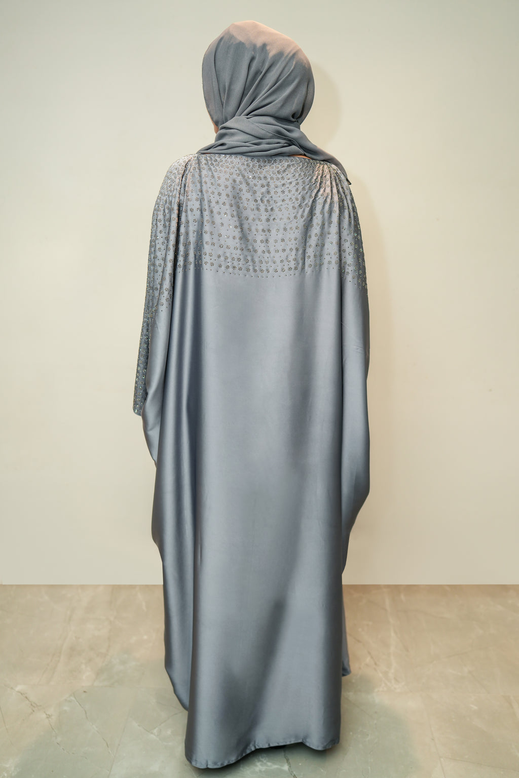 Silver Grey Rimal Abaya